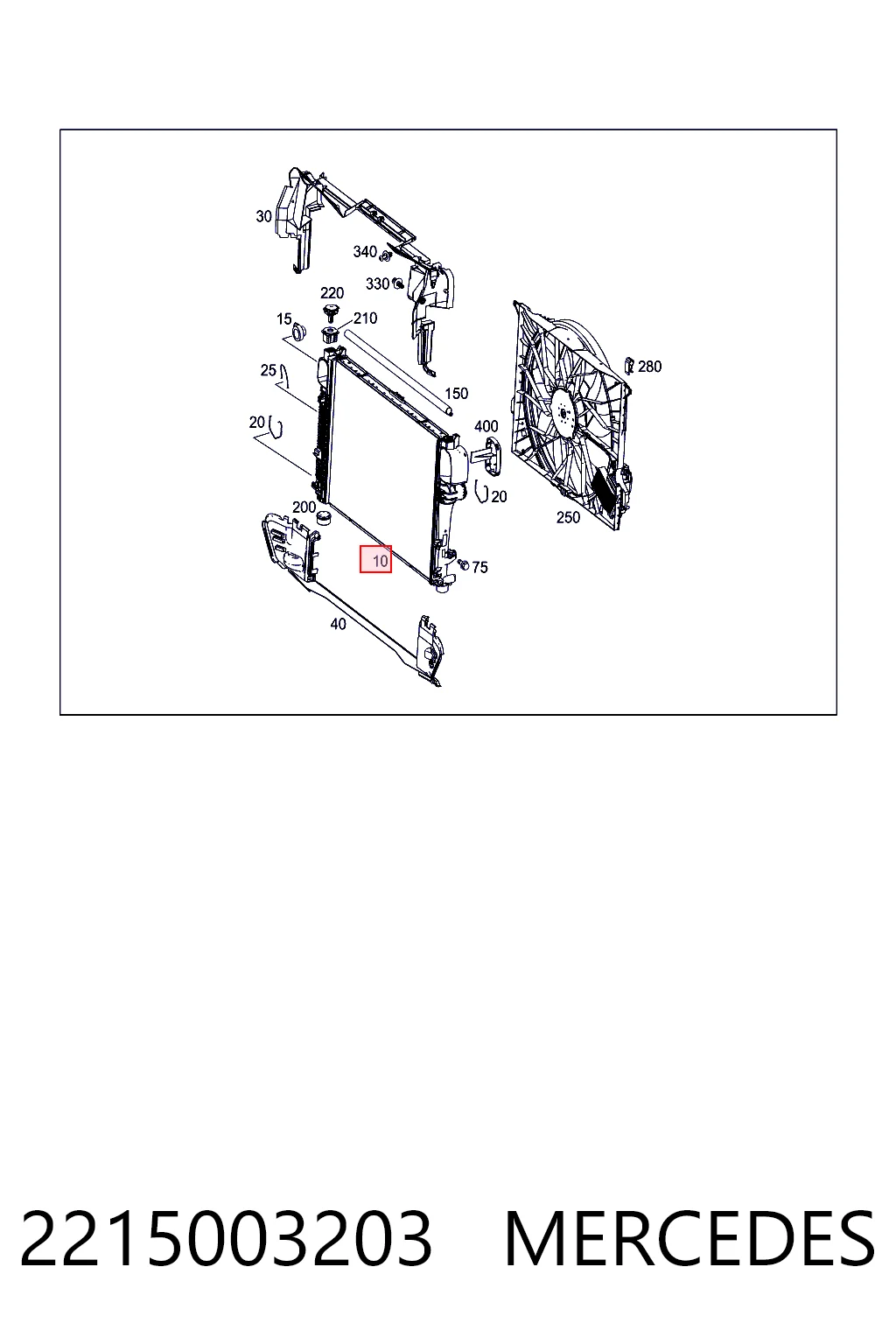 2215003203 Mercedes Radiador de esfriamento de motor