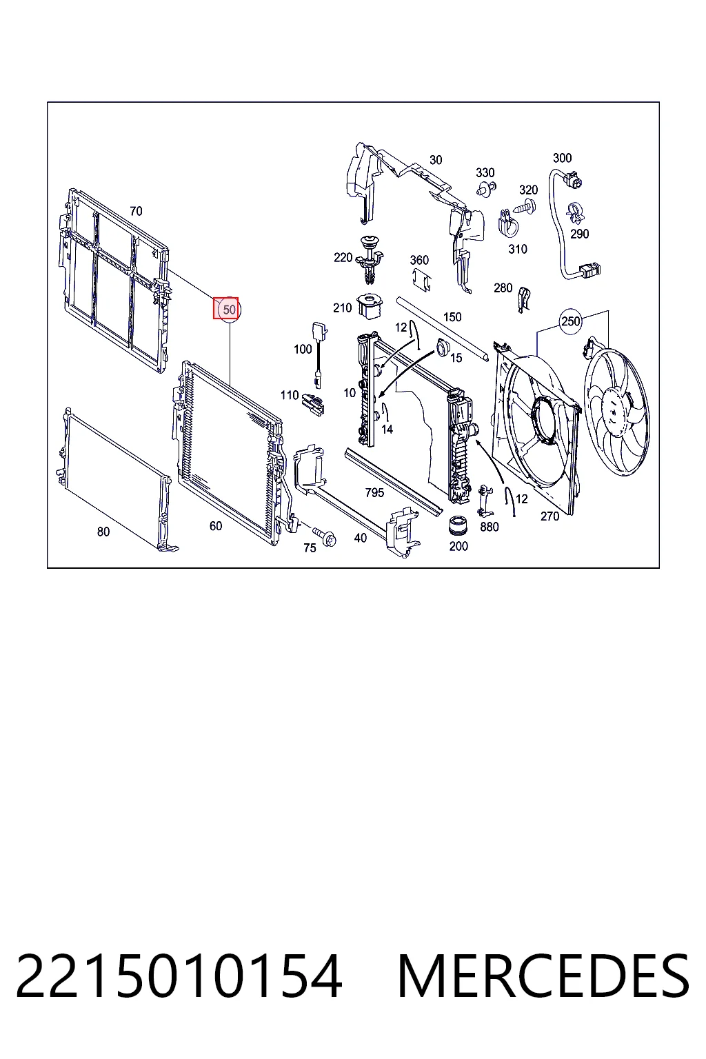 2215010154 Mercedes Radiador de aparelho de ar condicionado