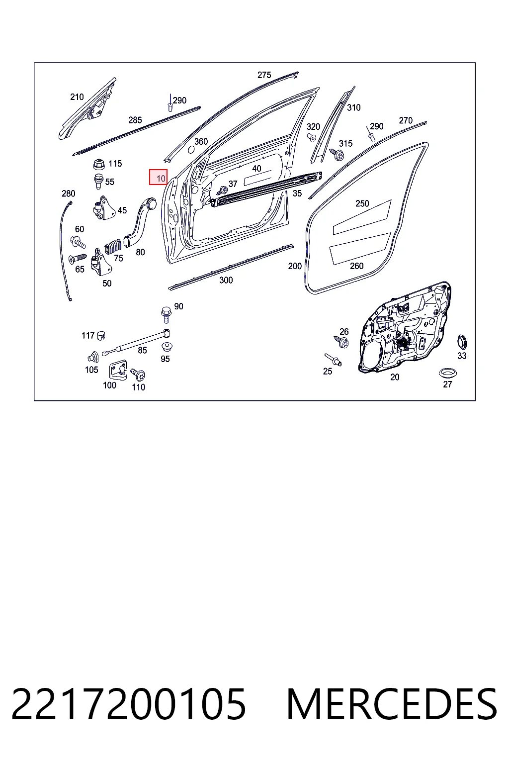 Porta dianteira esquerda para Mercedes S  W221