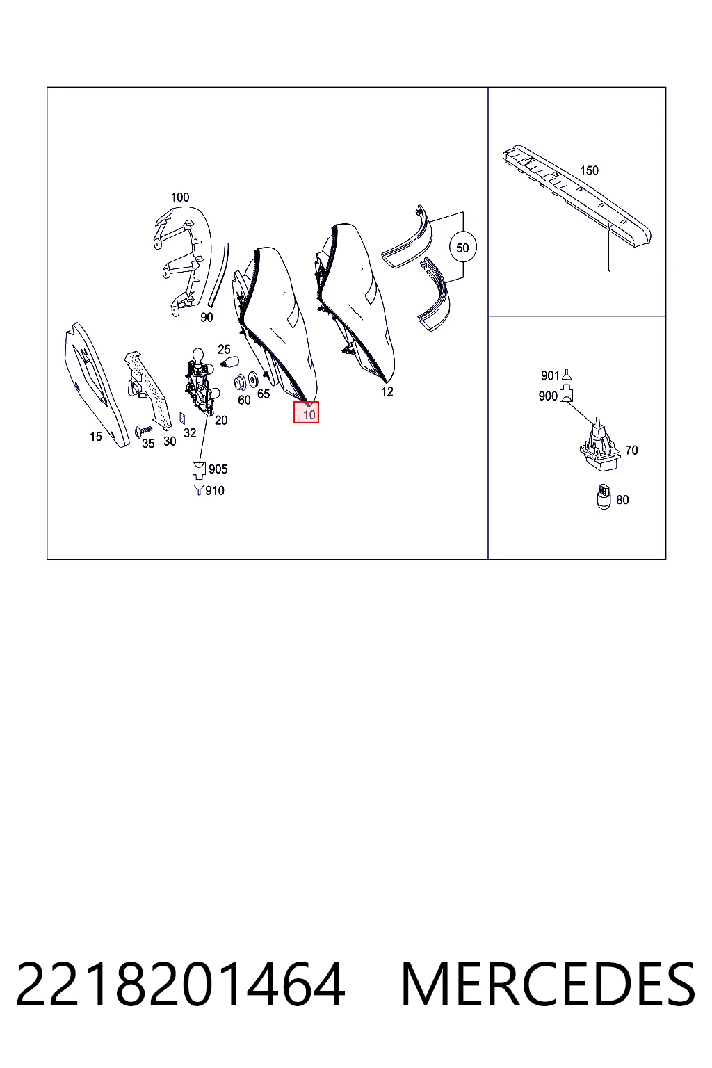 Lanterna traseira direita para Mercedes S  W221