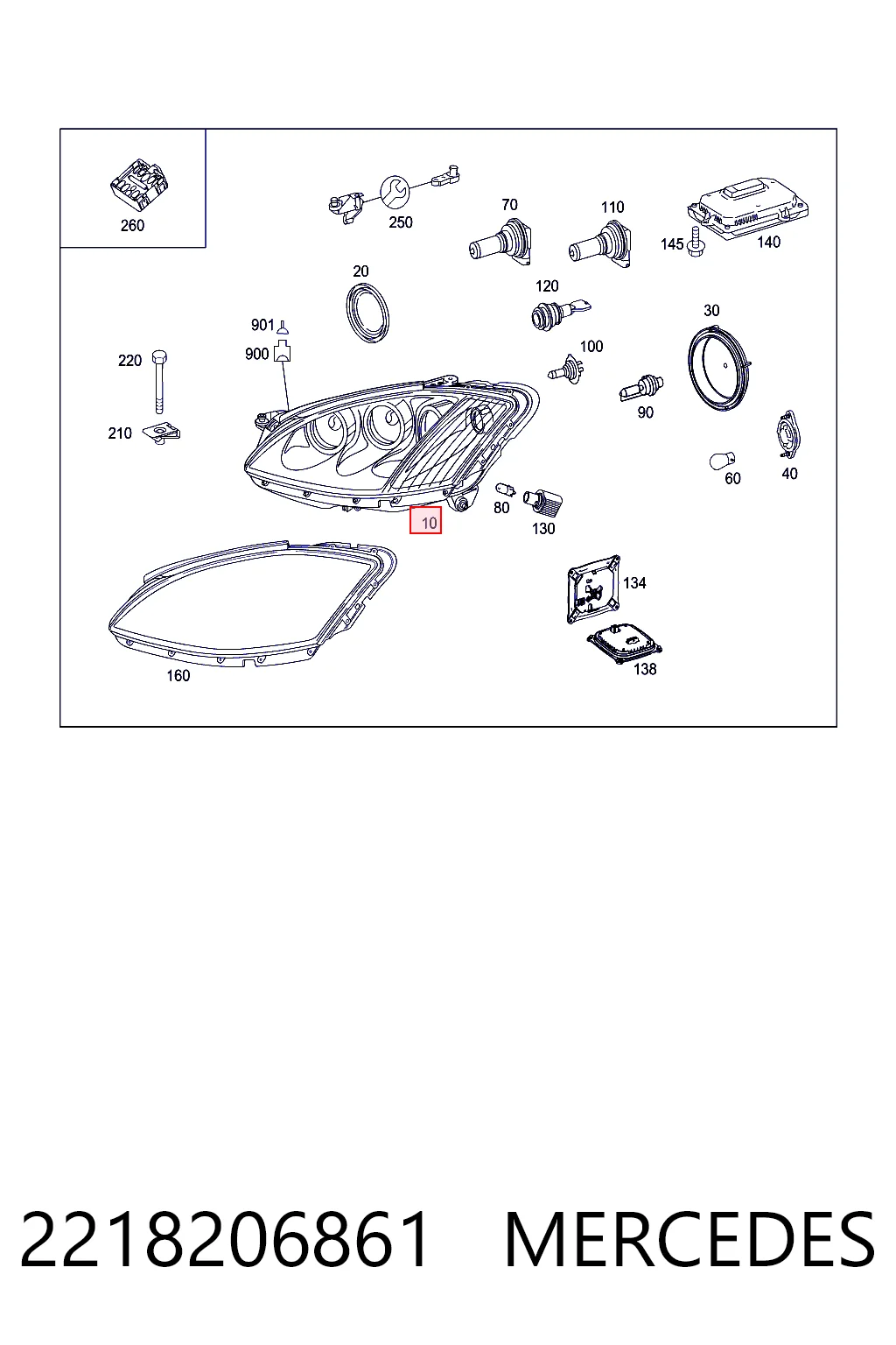 2218206861 Mercedes Luz direita