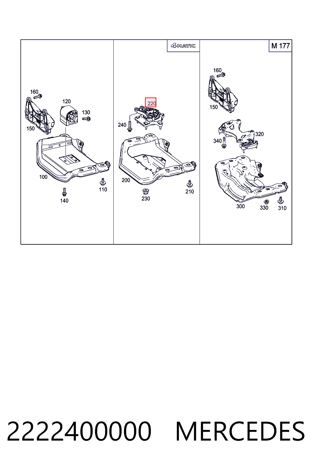 2222400000 Mercedes Coxim (suporte) traseiro de motor