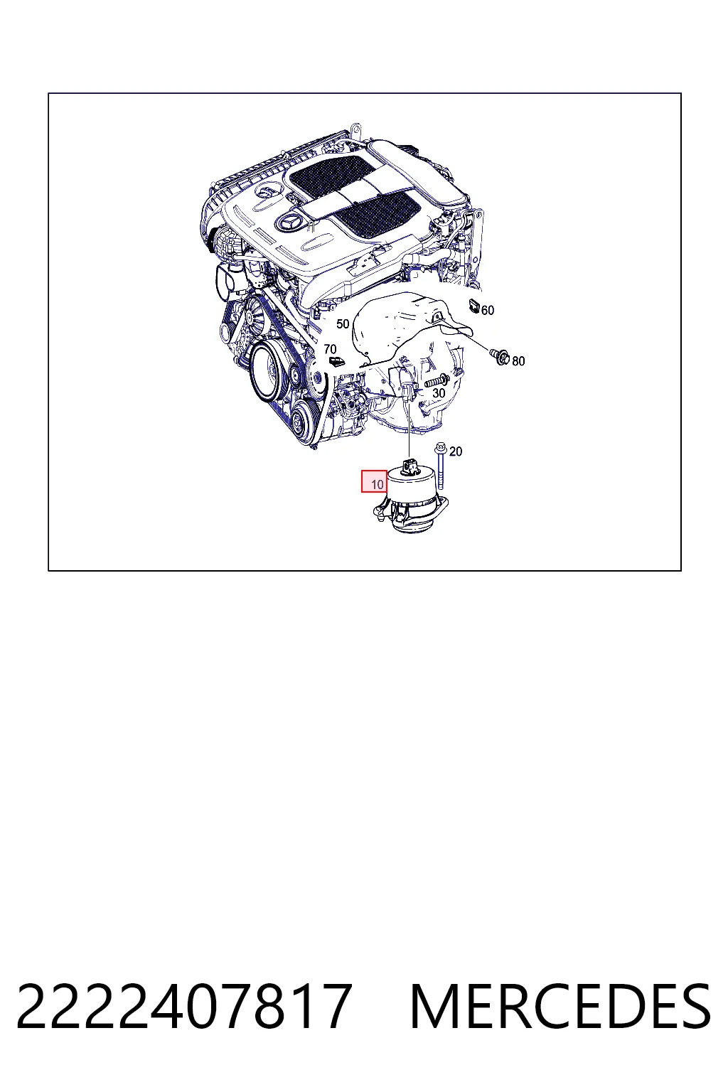 2222407817 Mercedes Coxim (suporte) direito dianteiro de motor