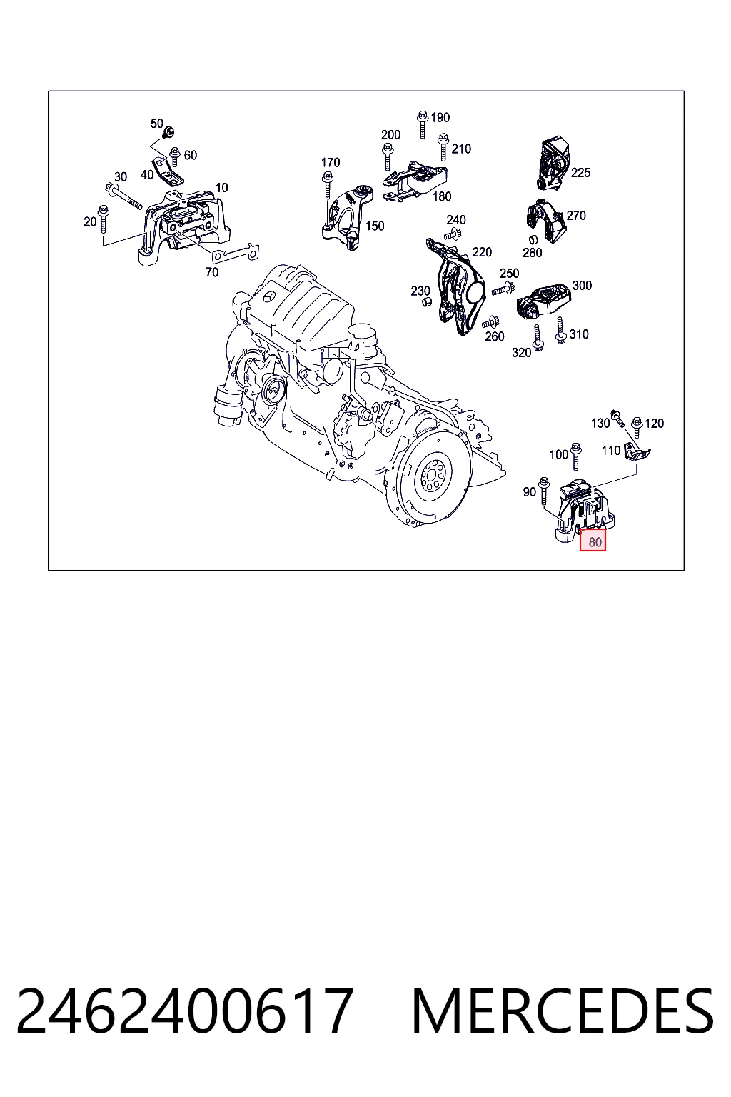 2462400617 Mercedes Coxim (suporte) esquerdo de motor