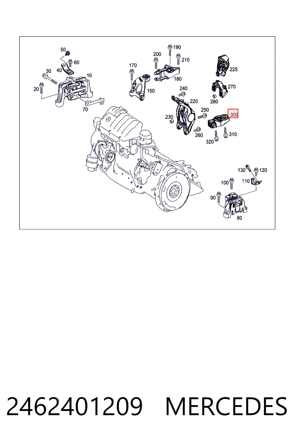 2462401209 Mercedes Coxim (suporte) traseiro de motor