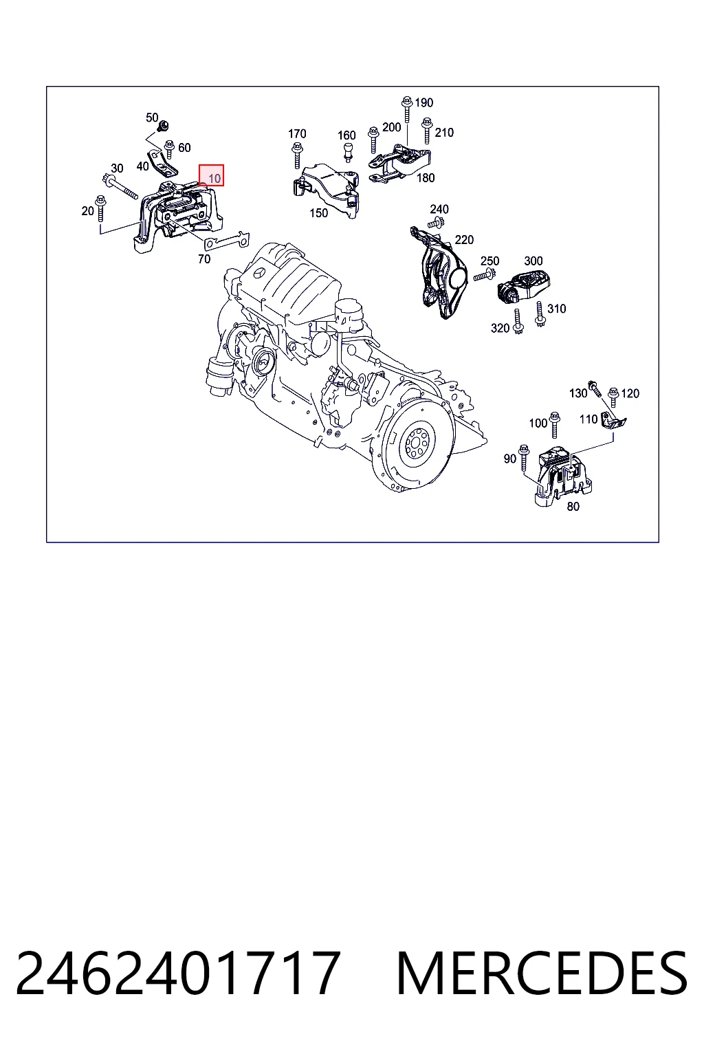 2462401717 Mercedes Coxim (suporte) direito de motor
