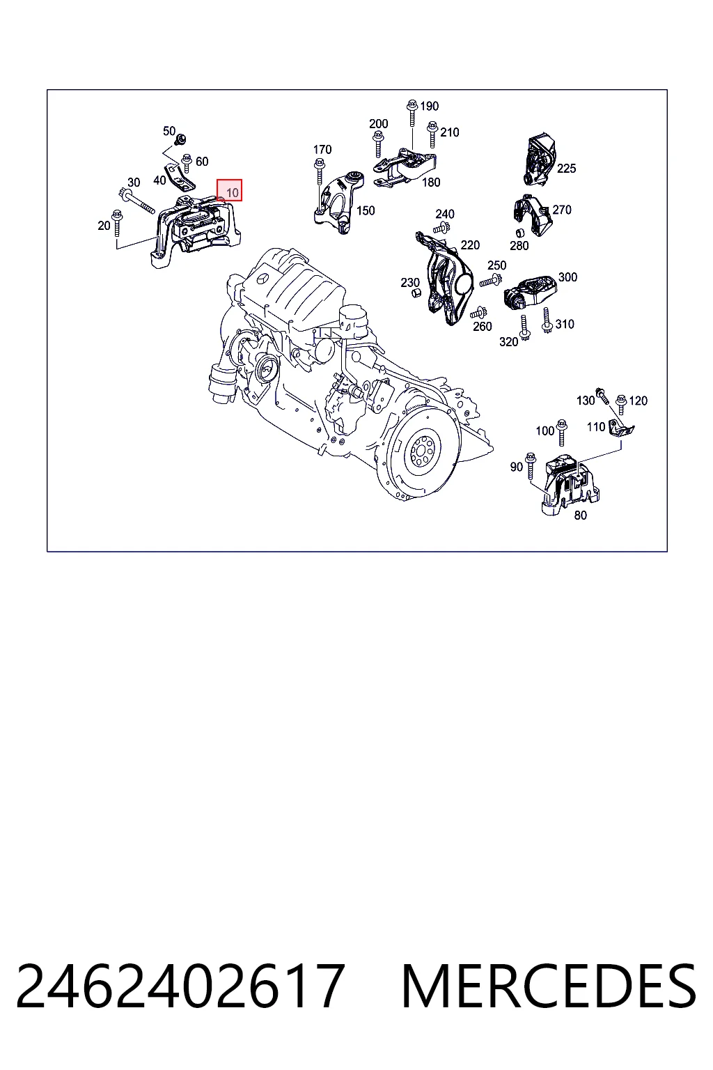 2462402617 Mercedes Coxim (suporte) direito de motor