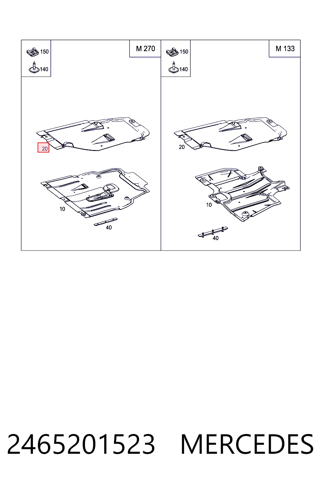 2465201523 Mercedes Proteção de motor, de panela (da seção de motor)