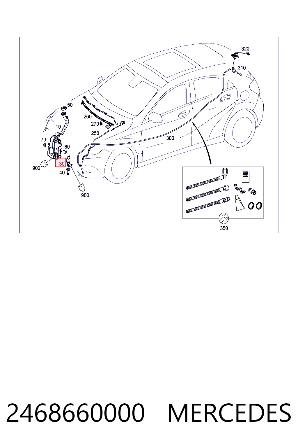 2468660000 Mercedes Bomba de motor de fluido para lavador de vidro dianteiro/traseiro