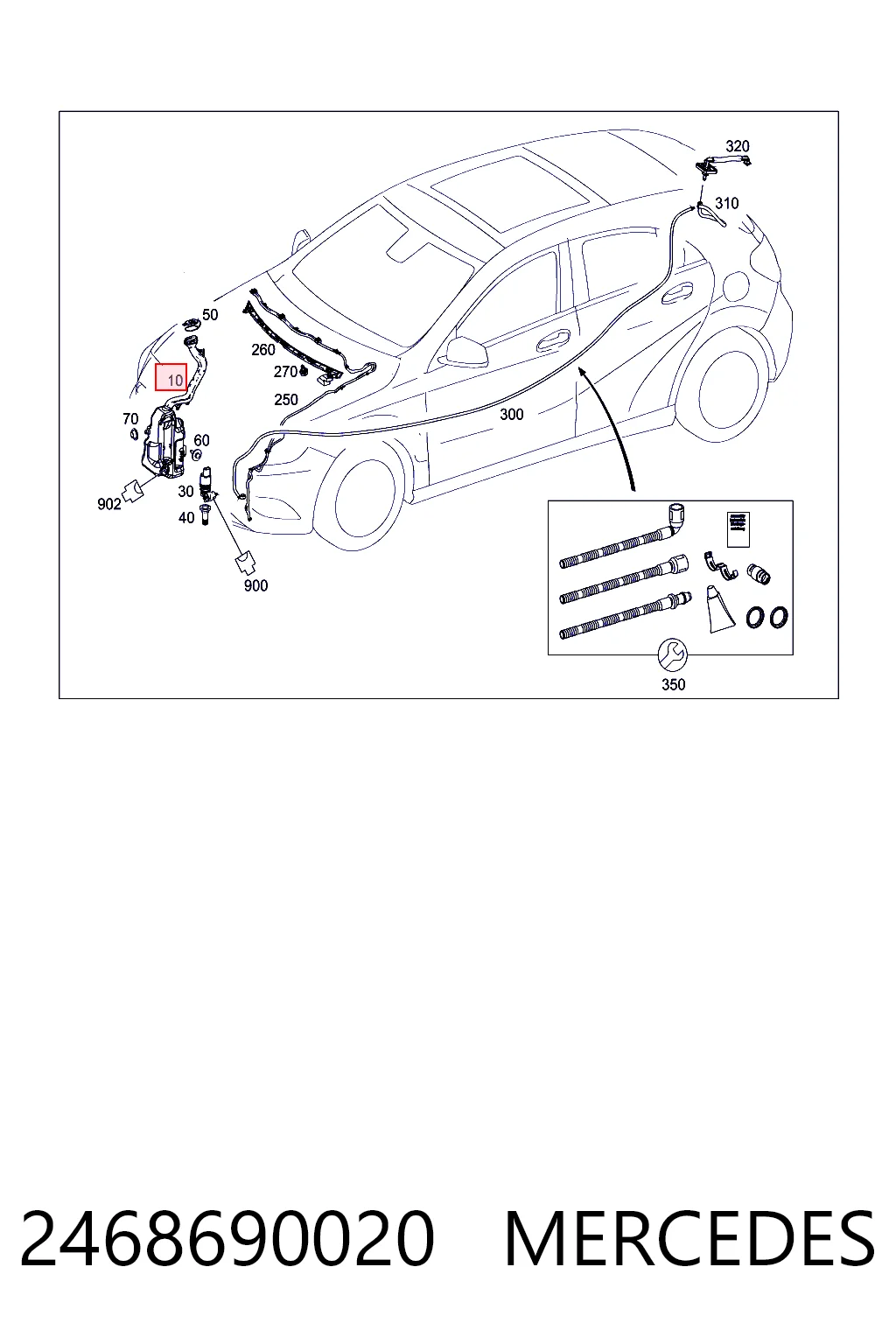 2468690020 Mercedes Tanque de fluido para lavador de vidro