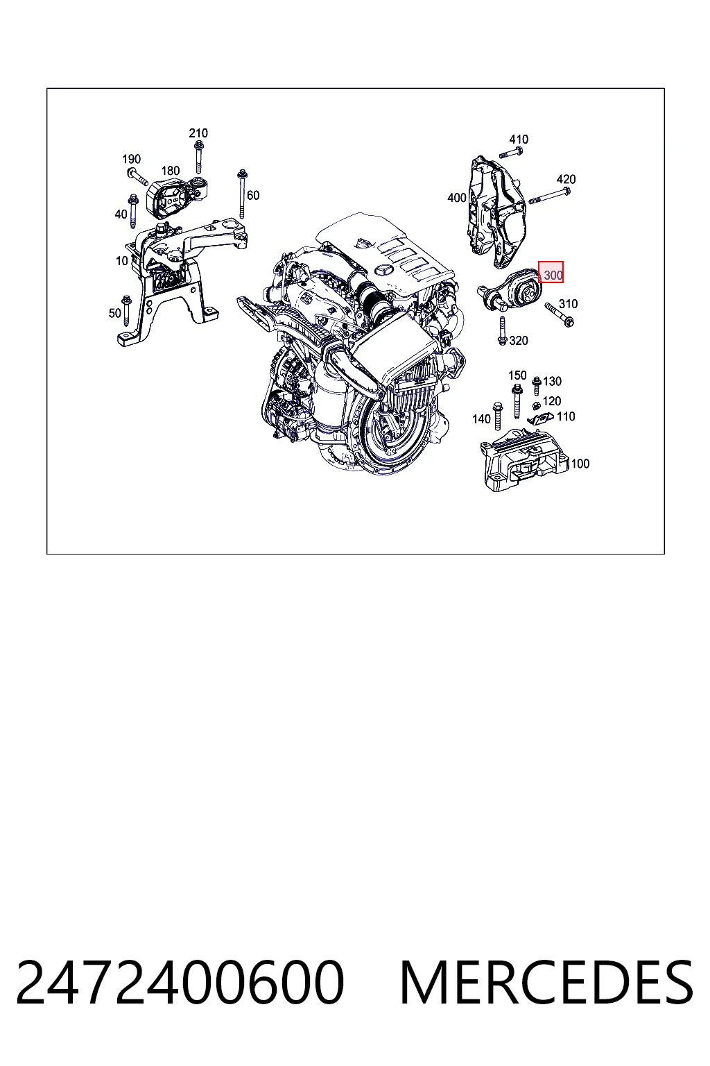 2472400600 Mercedes Coxim (suporte) traseiro de motor