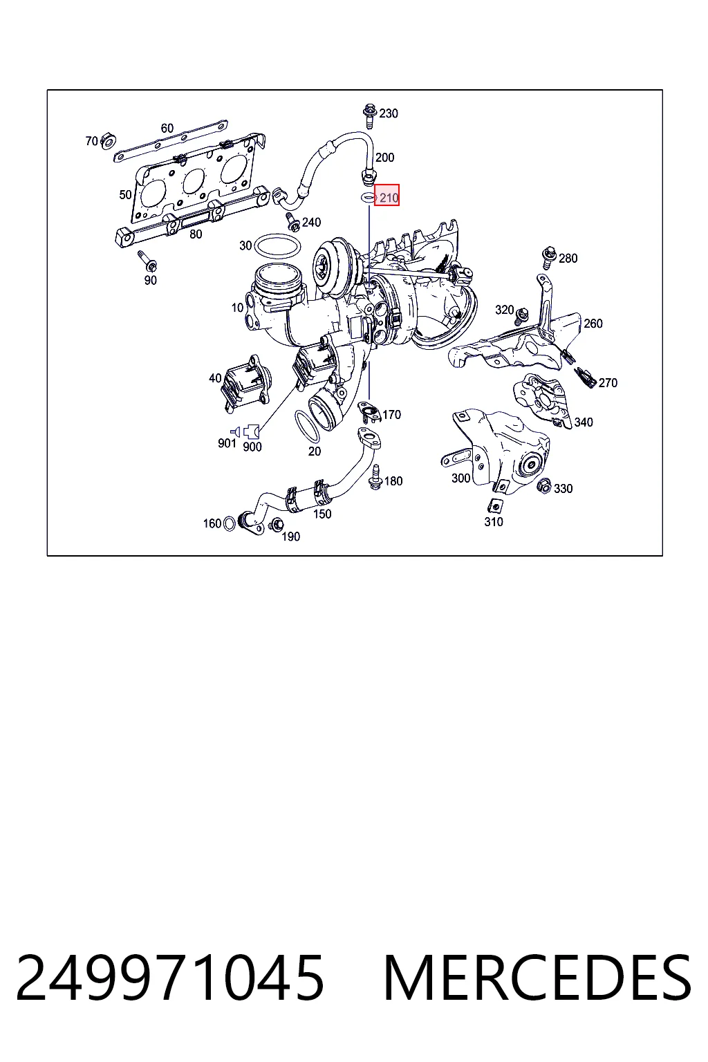 249971045 Mercedes Vedante de mangueira de fornecimento de óleo de turbina