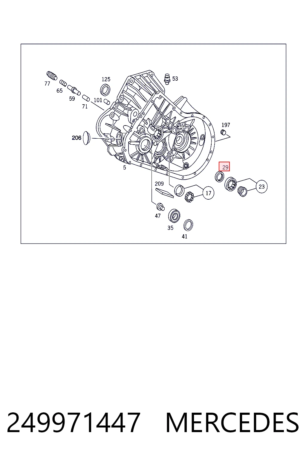 249971447 Mercedes Vedação da Caixa Automática de Mudança (de árvore de saída/primária)
