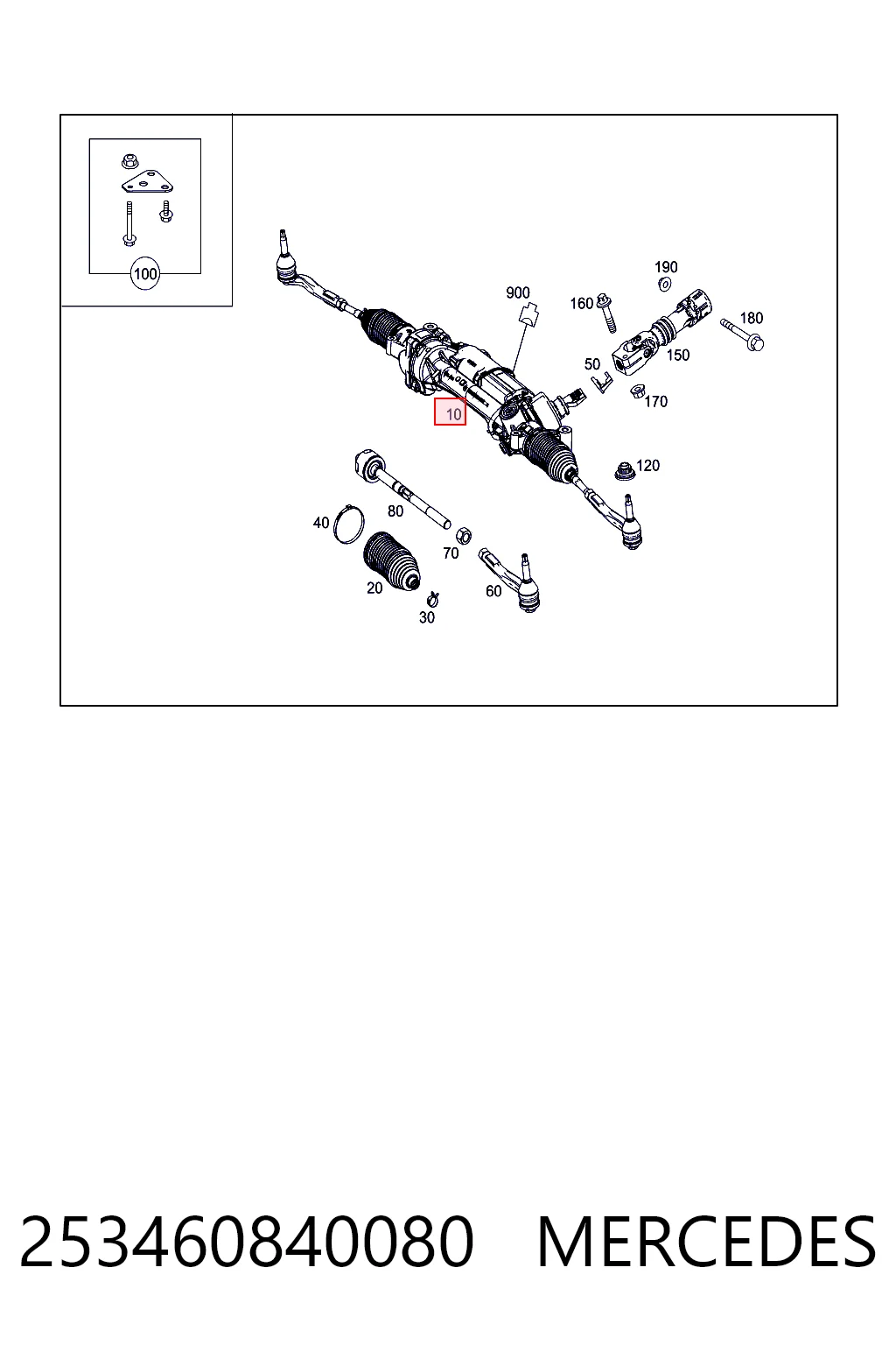 Cremalheira da direção para Mercedes GLC  C253
