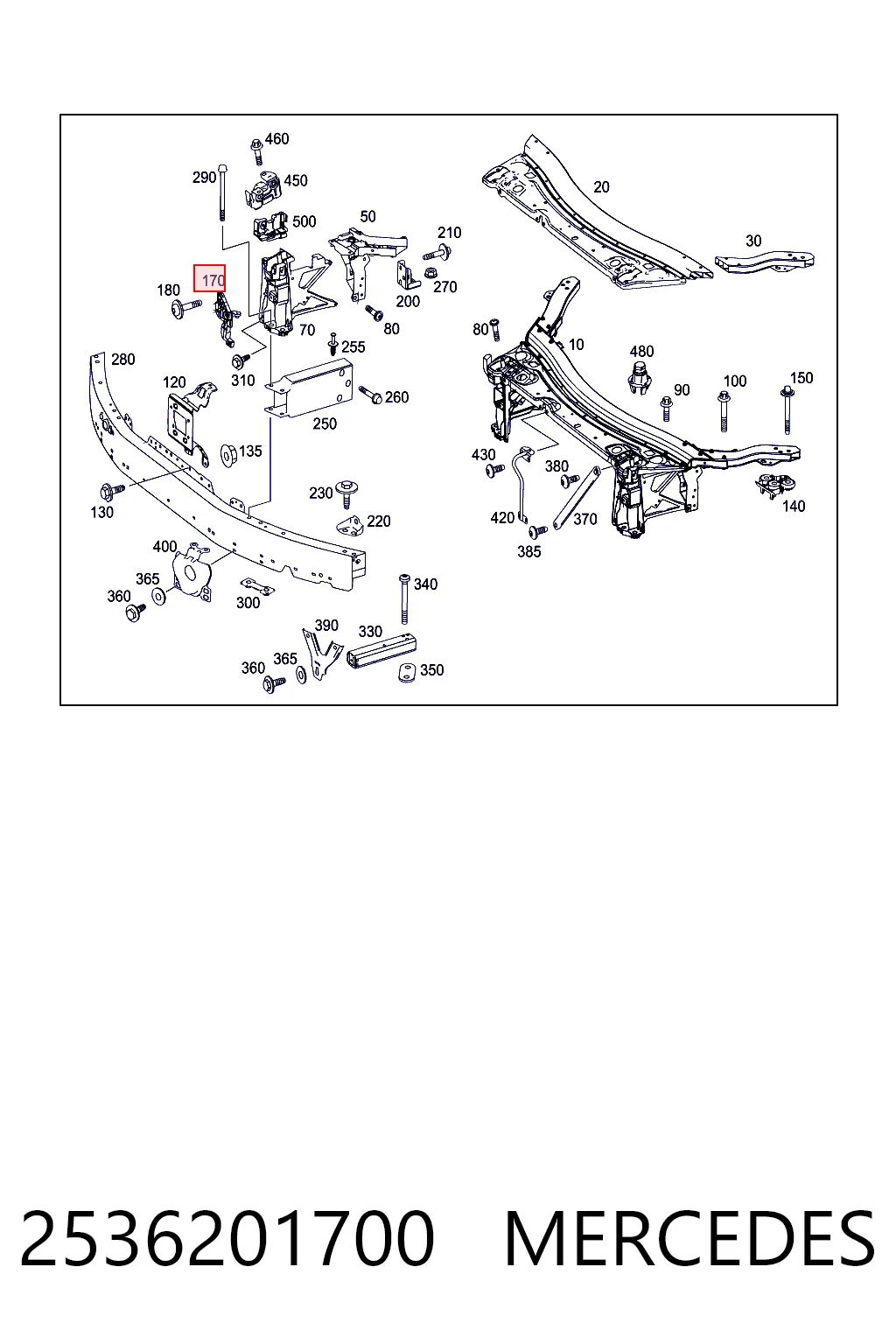 2536201700 Mercedes Consola (adaptador) de fixação da luz dianteira esquerda