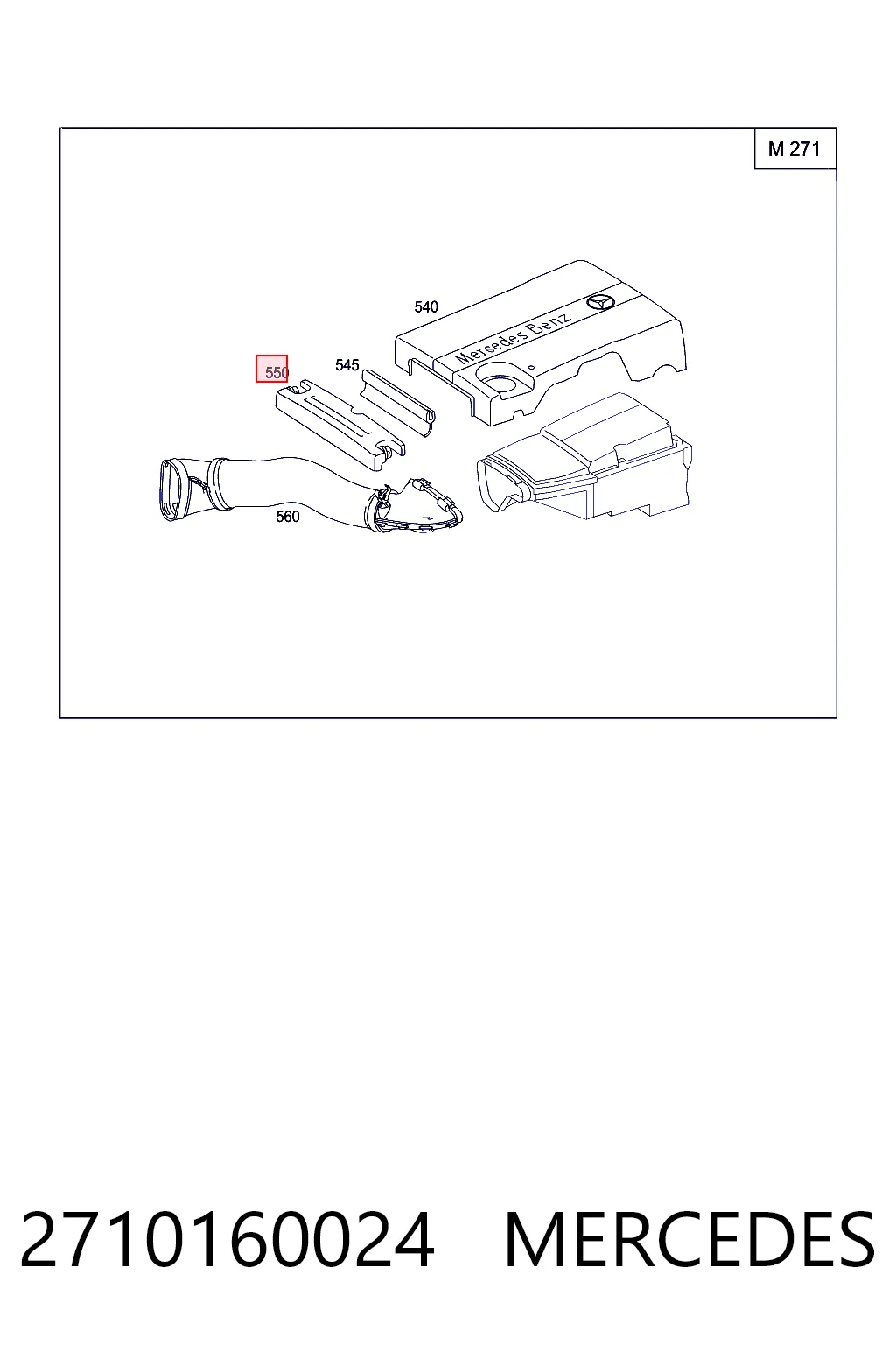 2710160024 Mercedes Tampa de motor decorativa