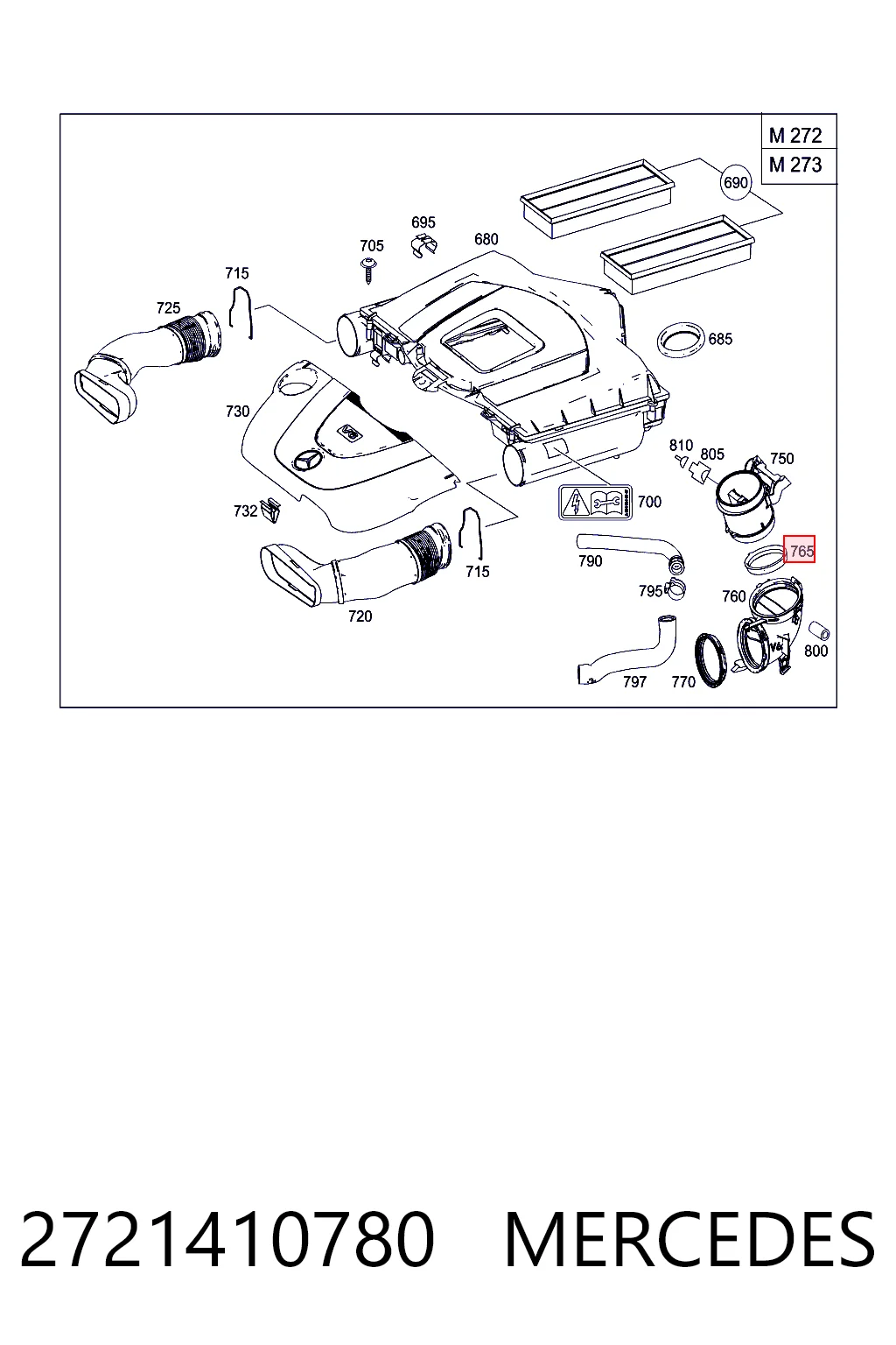 2721410780 Mercedes Vedante medidor de consumo até o filtro de ar