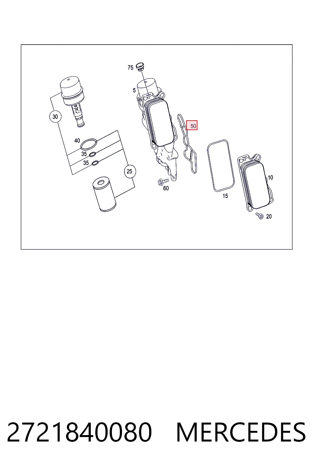 2721840080 Mercedes Vedante de adaptador do filtro de óleo