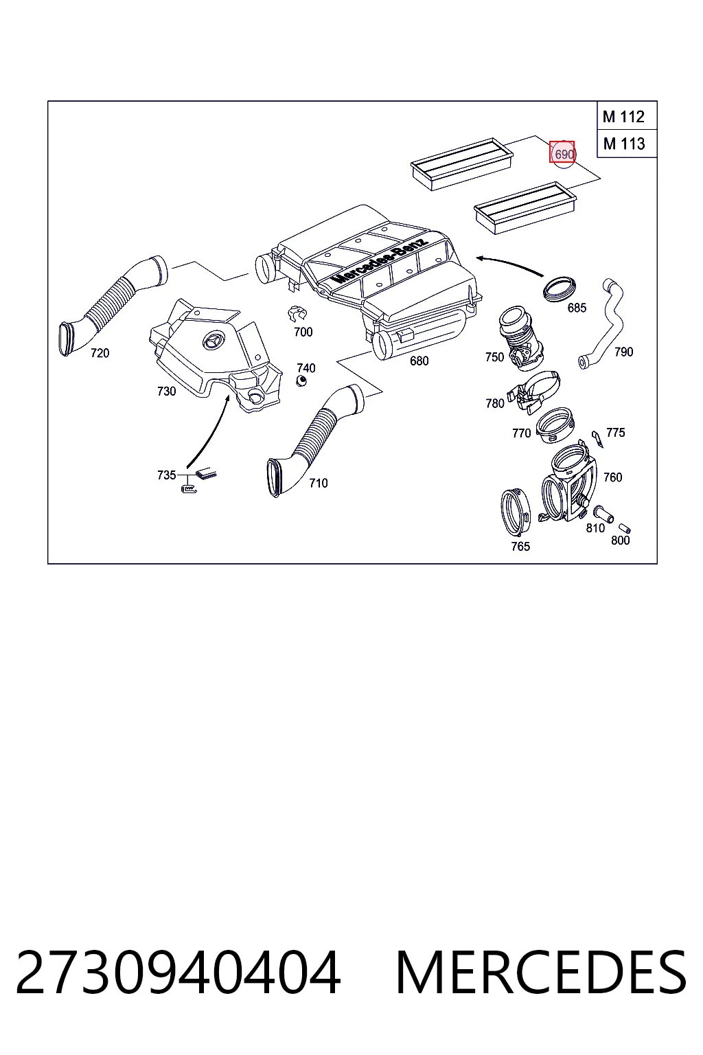 2730940404 Mercedes Filtro de ar