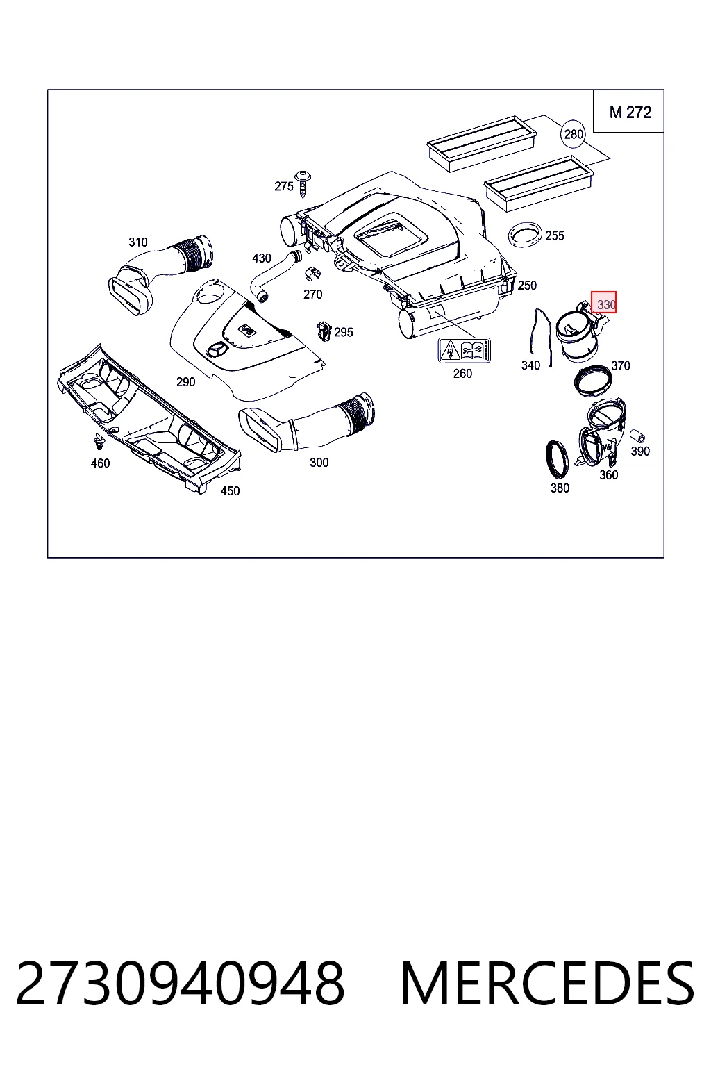 2730940948 Mercedes Sensor de fluxo (consumo) de ar, medidor de consumo M.A.F. - (Mass Airflow)