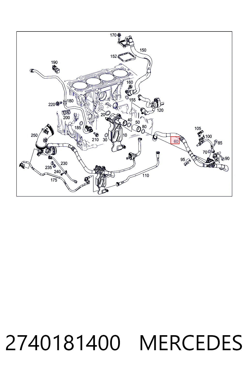2740181400 Mercedes Cano derivado de ventilação de cárter (de separador de óleo)