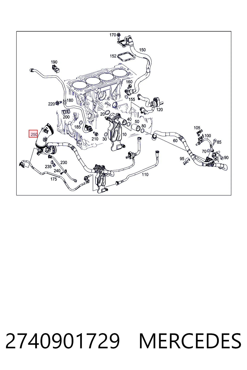 2740901729 Mercedes Cano derivado de ar, entrada na turbina (supercompressão)