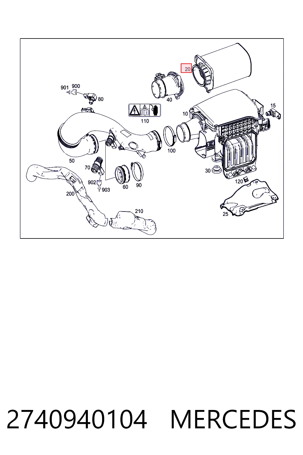2740940104 Mercedes Filtro de ar