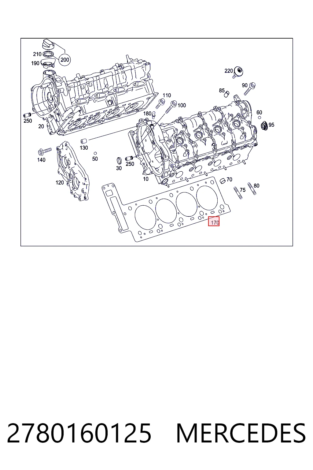 2780160125 Mercedes Vedante esquerdo de cabeça de motor (CBC)