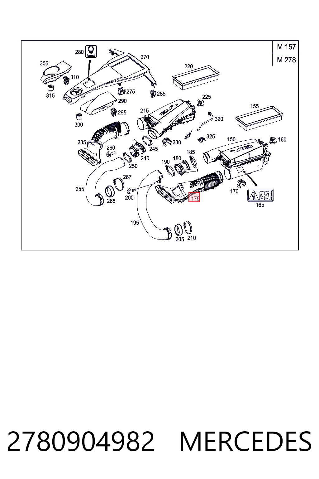 2780904982 Mercedes Tomada de ar de filtro de ar