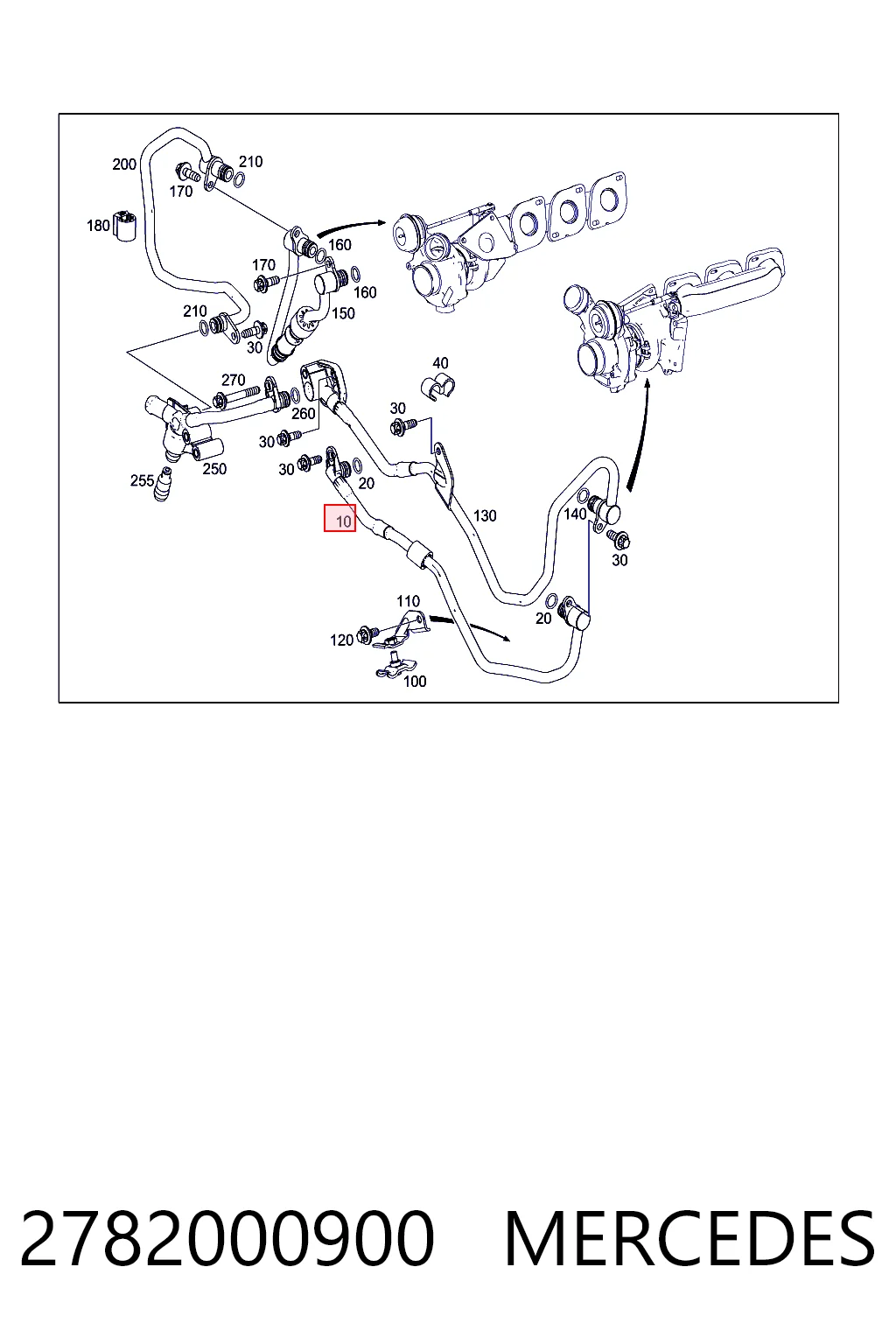 2782000900 Mercedes Mangueira (cano derivado) de esfriamento por líquido de turbina, fornecimento