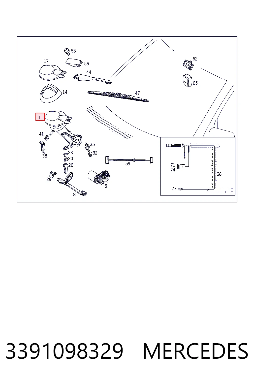 Trapézio de limpador pára-brisas para Mercedes CLK  C208