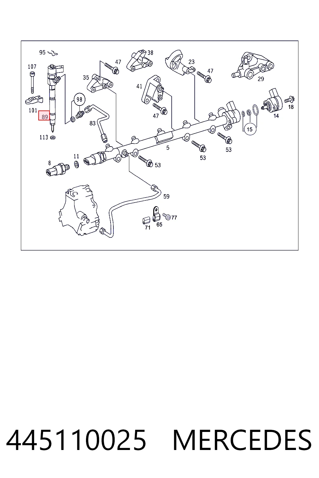 445110025 Mercedes Injetor de injeção de combustível