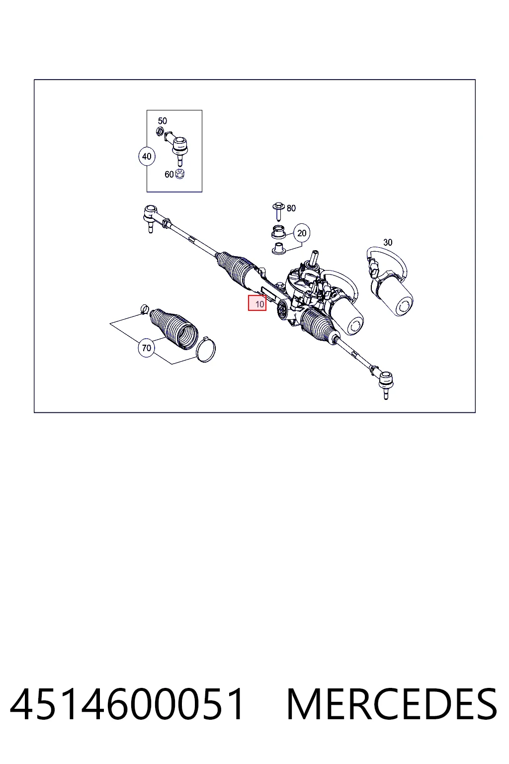 Cremalheira da direção para Smart FORTWO  451
