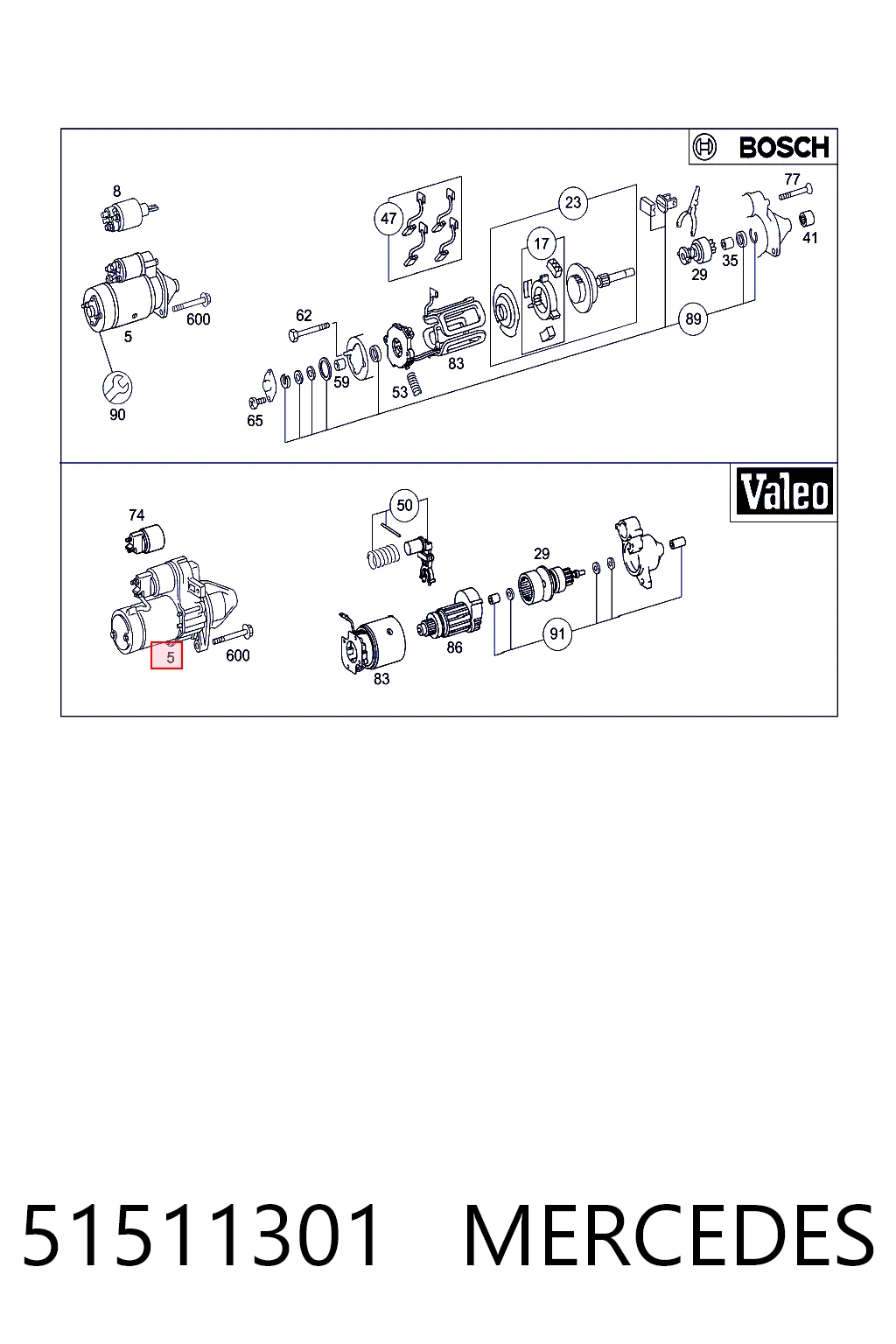 51511301 Mercedes Motor de arranco
