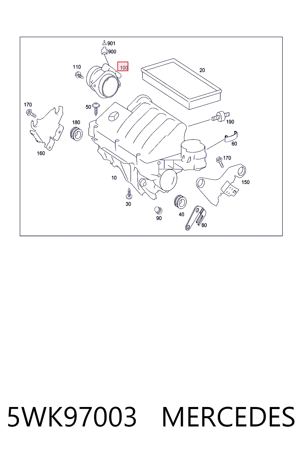 5WK97003 Mercedes Sensor de fluxo (consumo) de ar, medidor de consumo M.A.F. - (Mass Airflow)