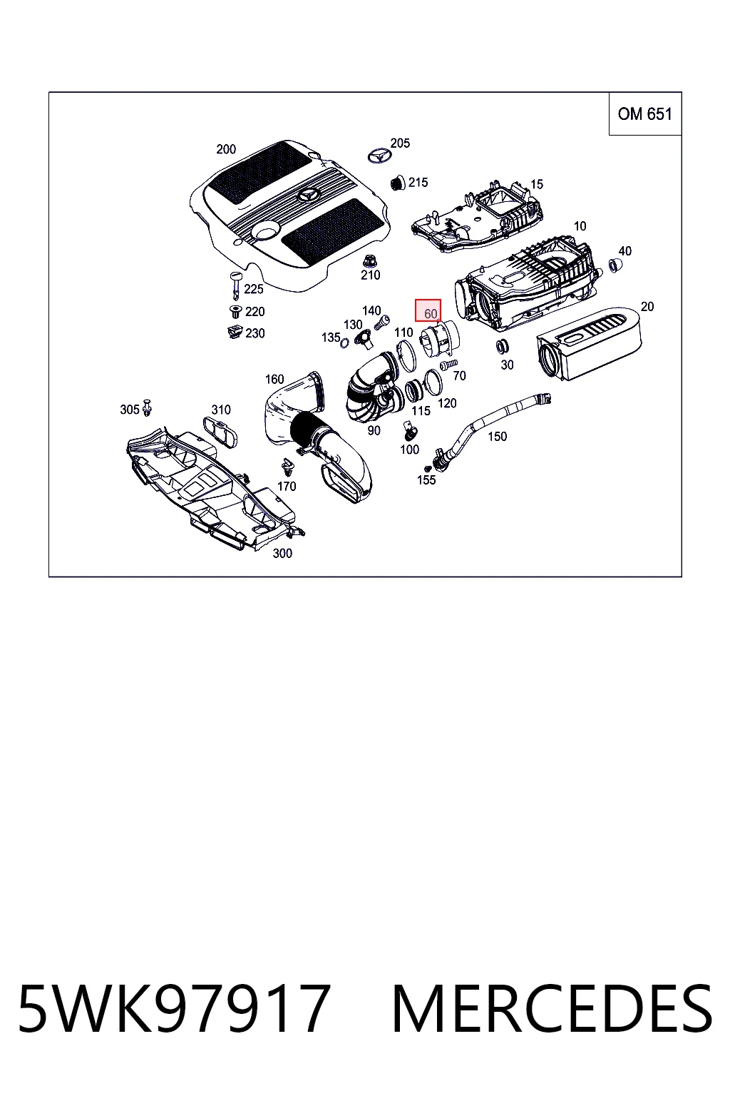 5WK97917 Mercedes Sensor de fluxo (consumo) de ar, medidor de consumo M.A.F. - (Mass Airflow)
