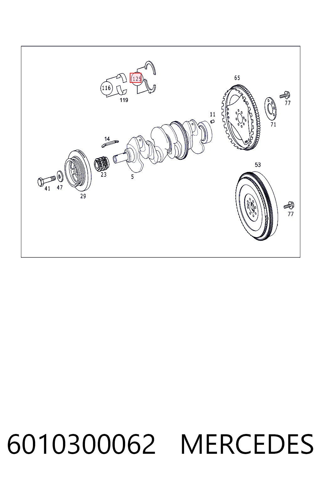 6010300062 Mercedes Semianel de suporte (de carreira) de cambota, STD, kit