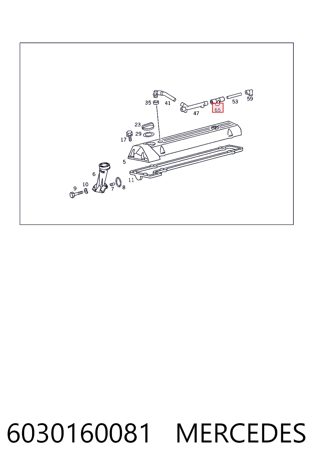 6030160081 Mercedes Cano derivado de ventilação de cárter (de separador de óleo)