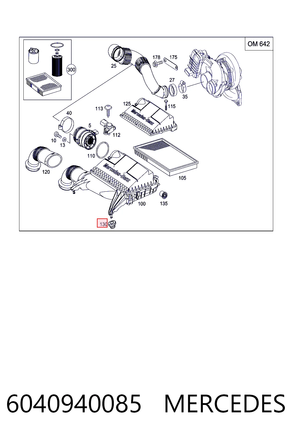 6040940085 Mercedes Coxim de caixa de filtro de ar