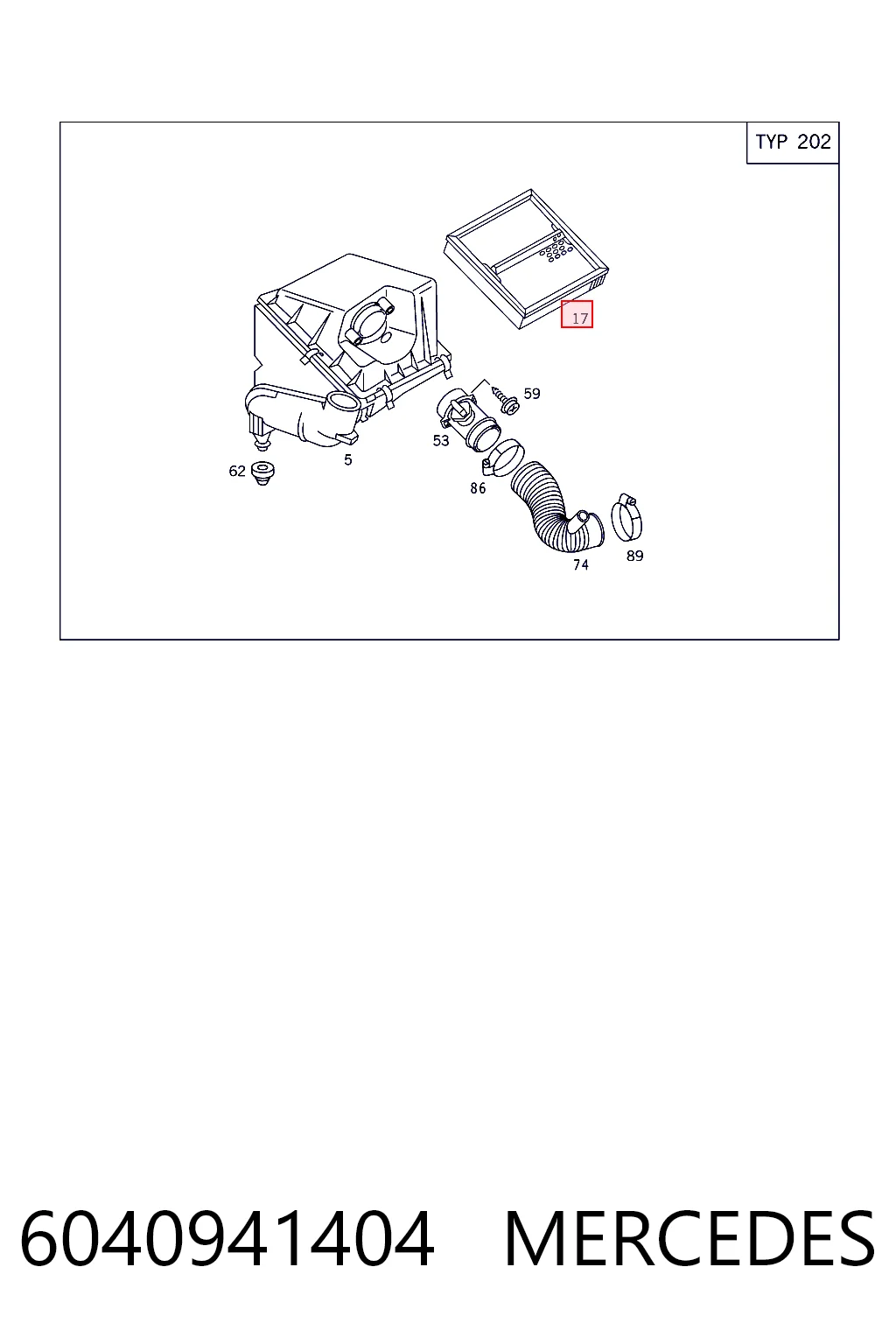 6040941404 Mercedes Filtro de ar
