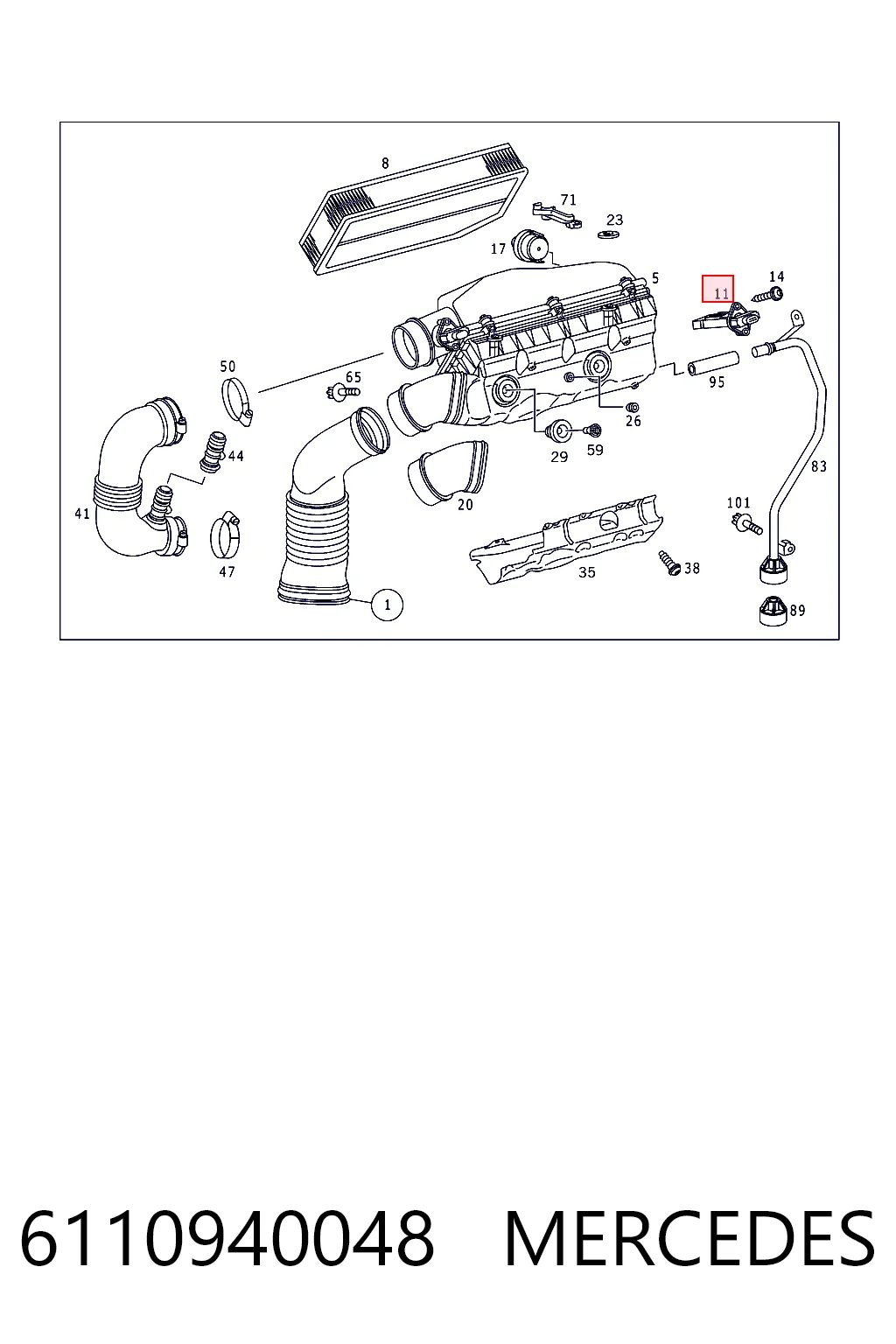 6110940048 Mercedes Sensor de fluxo (consumo) de ar, medidor de consumo M.A.F. - (Mass Airflow)