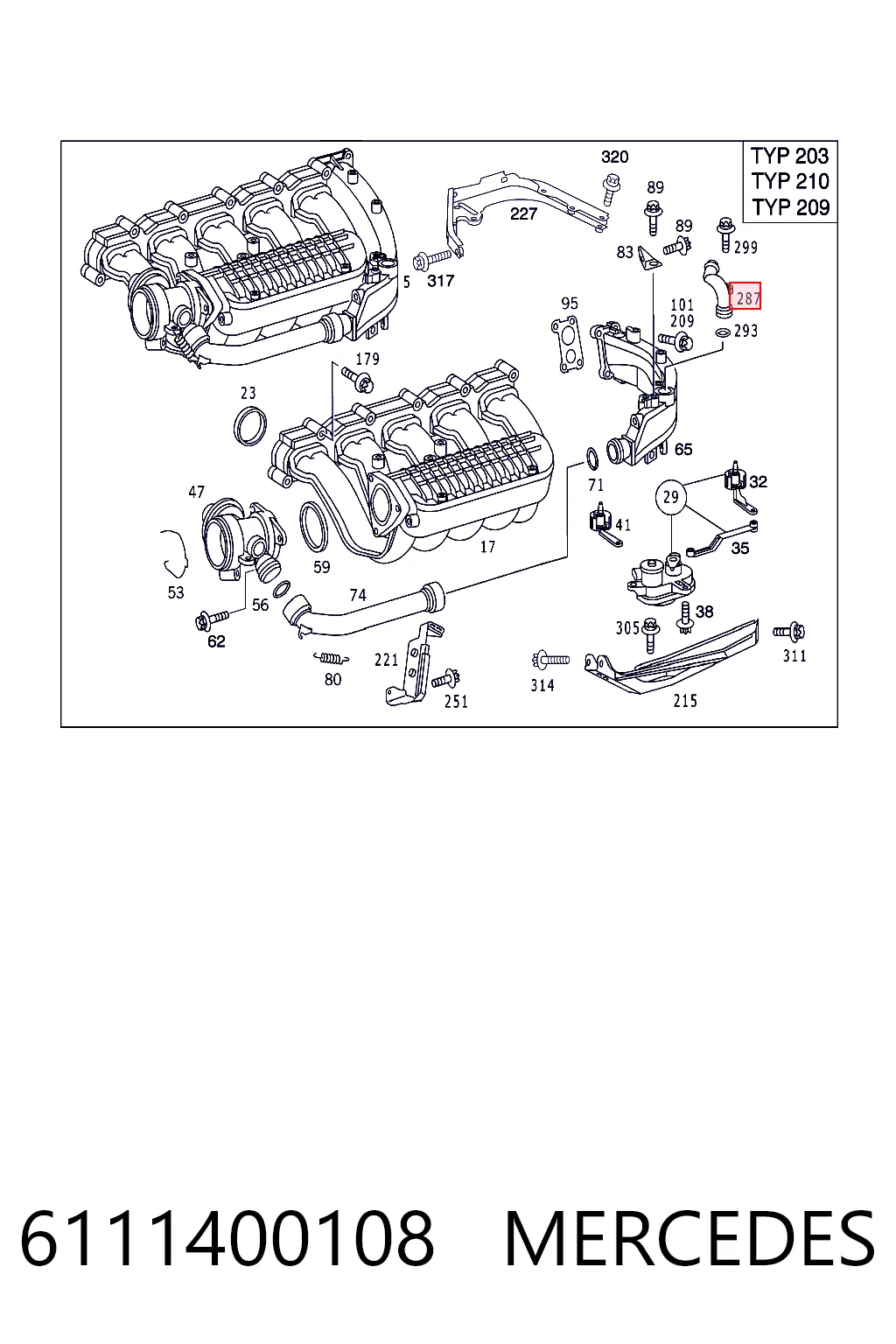 6111400108 Mercedes Tubo de ligação do radiador EGR