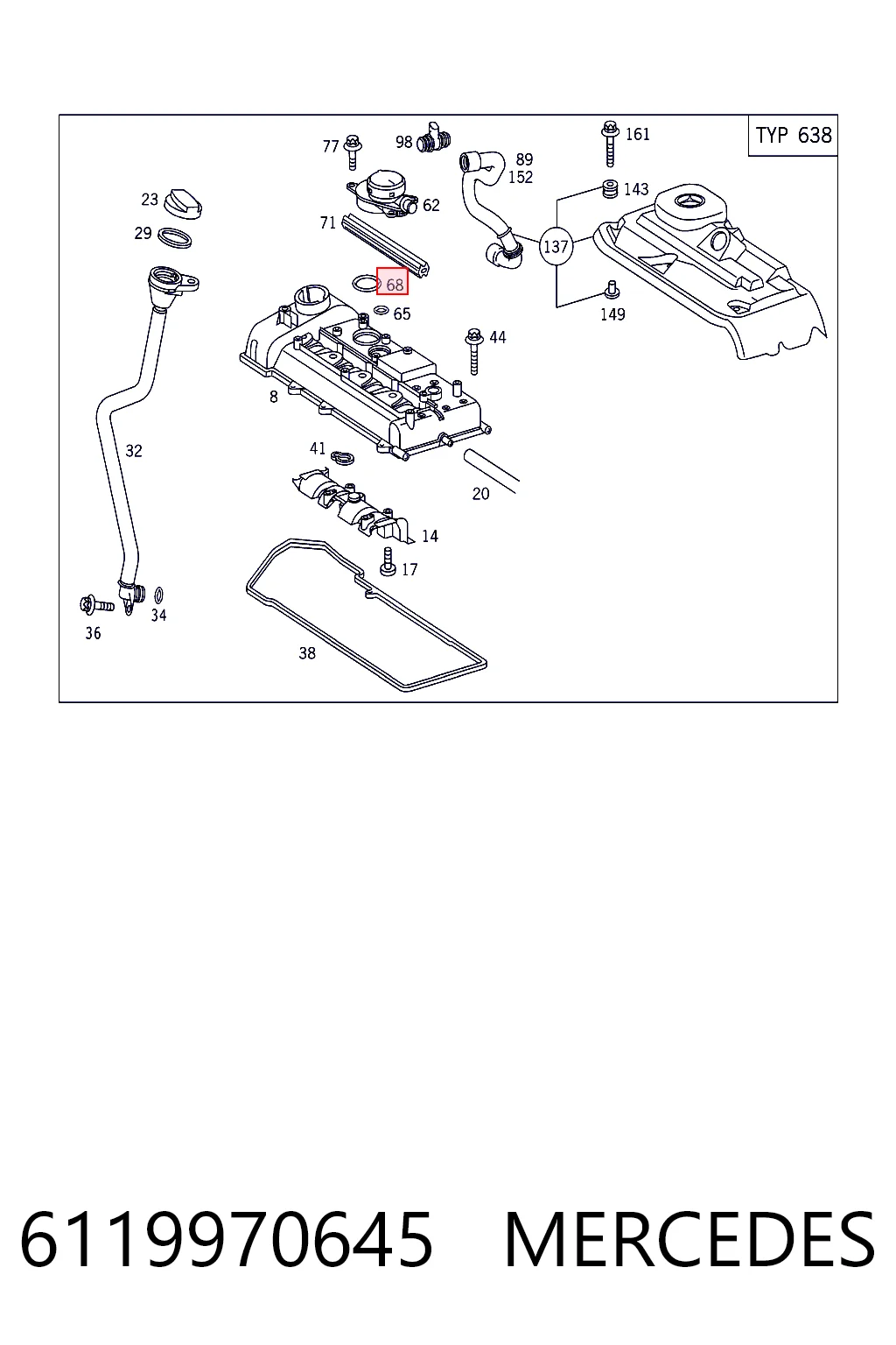 Compre K05080114AA Fiat/Alfa/Lancia Vedante anular de separador de óleo dos gases de cárter