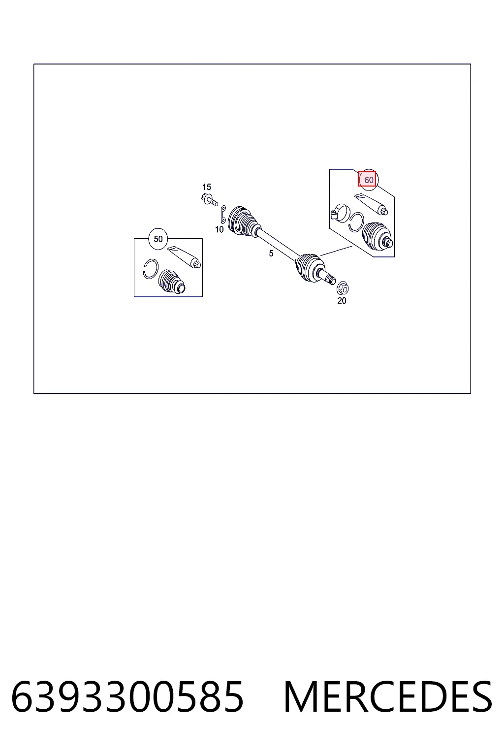 Bota de proteção externa de junta homocinética do semieixo dianteiro para Mercedes Vito II 639