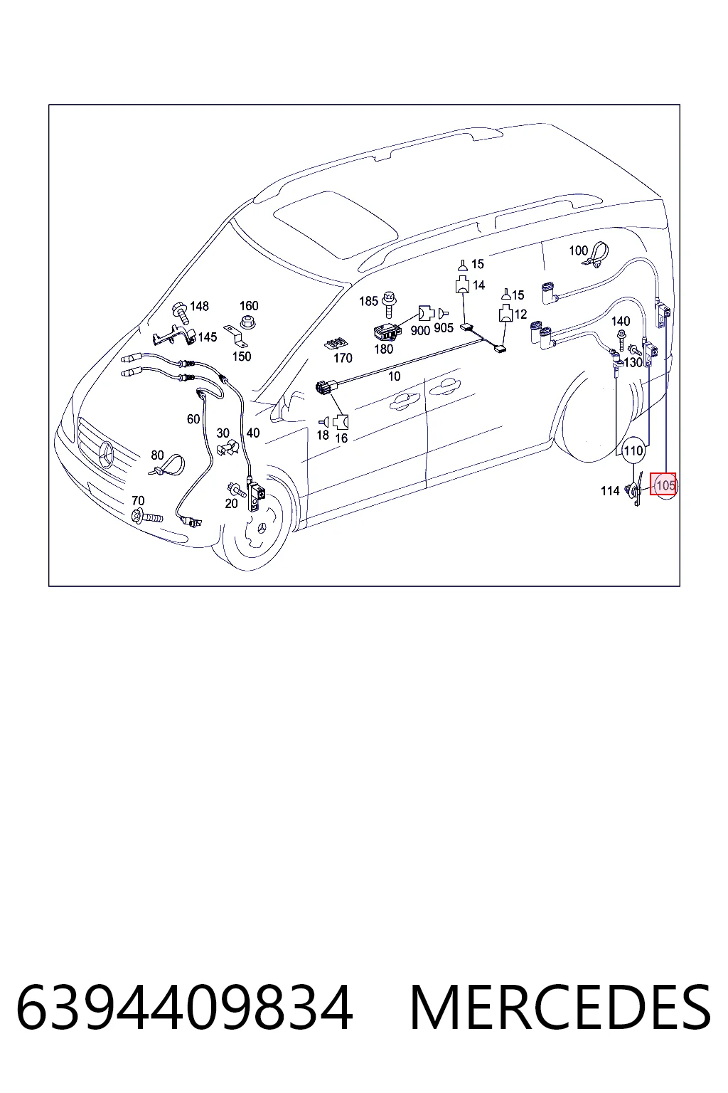 6394409834 Mercedes Sensor ABS traseiro direito