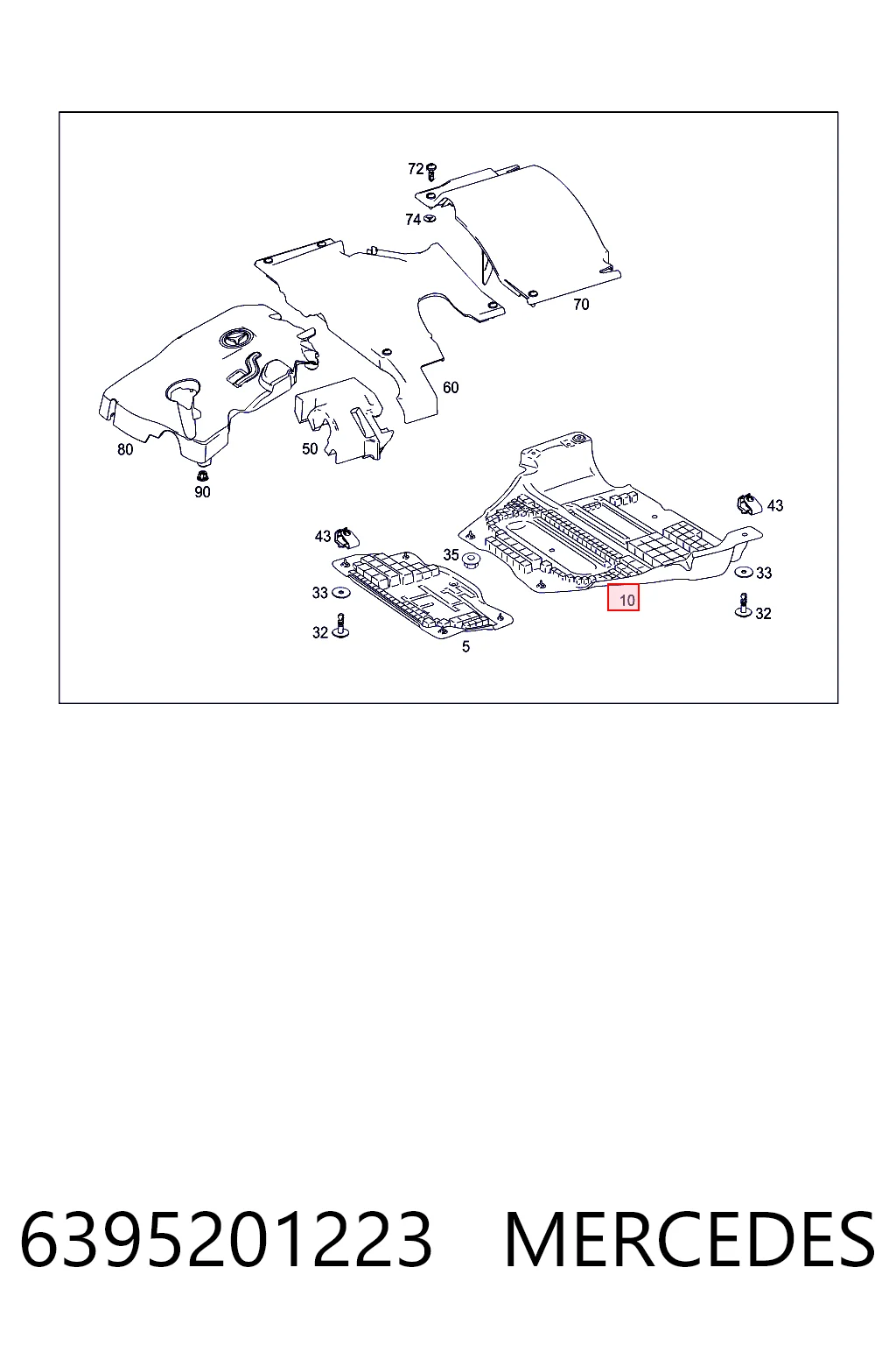 Proteção de motor, de panela (da seção de motor) para Mercedes Vito II 639