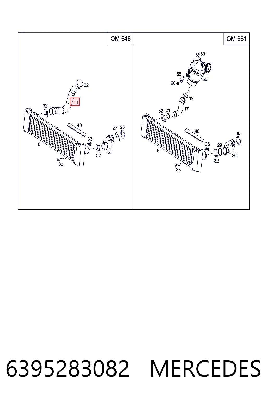 6395283082 Mercedes Mangueira (cano derivado) de intercooler