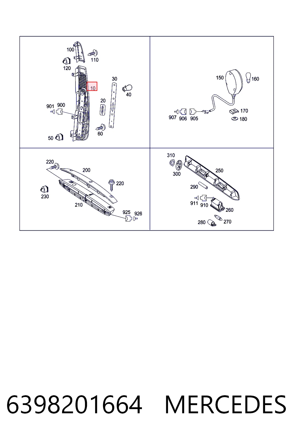 6398201664 Mercedes Lanterna traseira esquerda