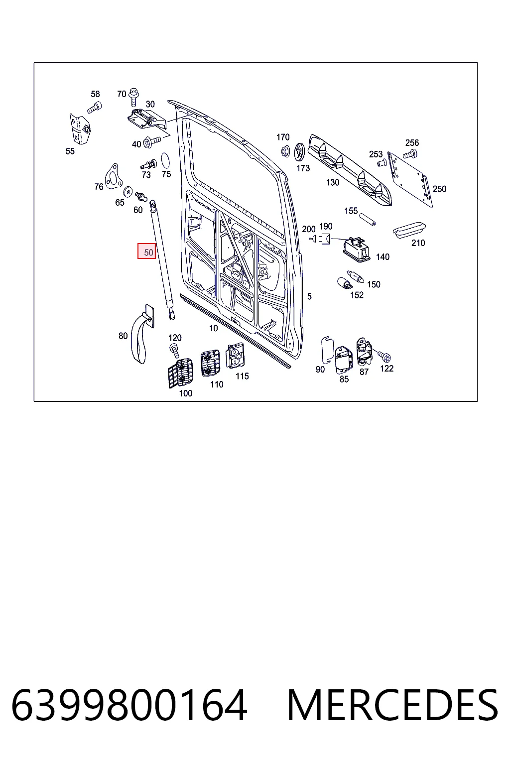 6399800164 Mercedes Amortecedor de tampa de porta-malas (de 3ª/5ª porta traseira)