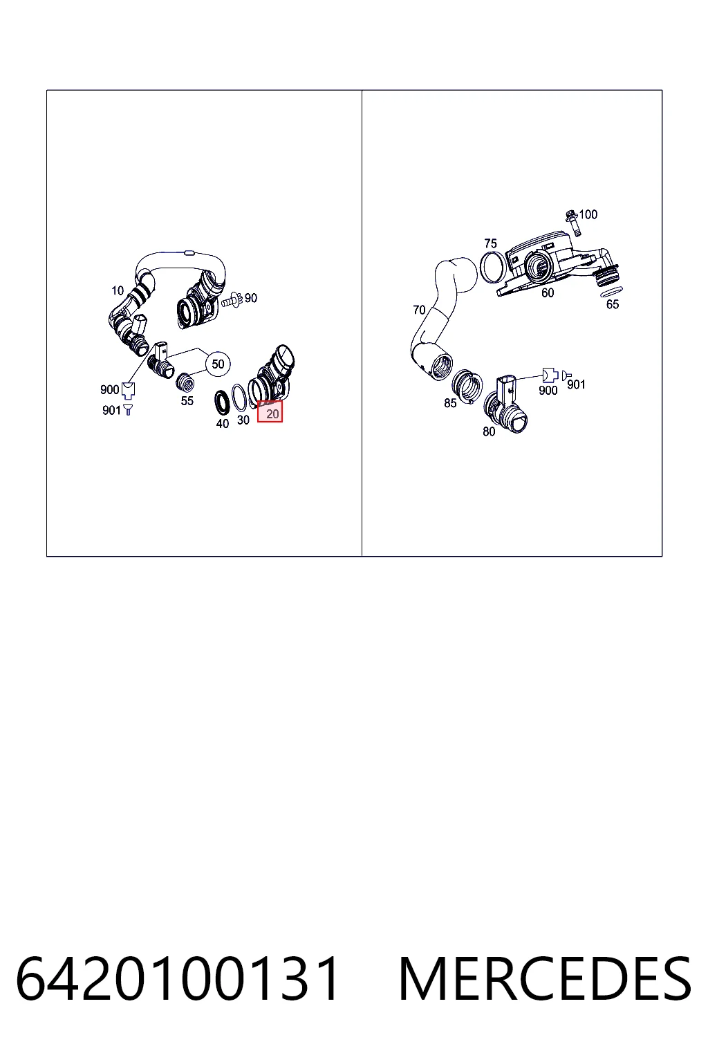 6420100131 Mercedes Flange de separador de óleo do sistema de ventilação de cárter